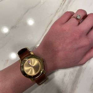 Movado brown leather watch